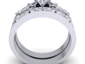 fancy wedding set ring Model 3D