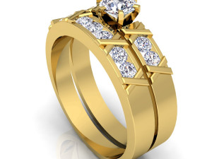 fancy wedding set ring Model 3D