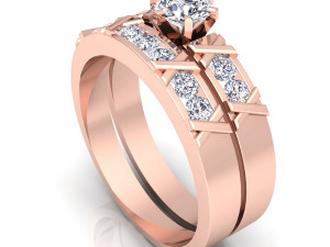 fancy wedding set ring Model 3D