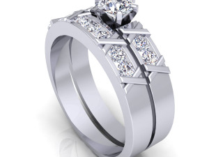 fancy wedding set ring Model 3D