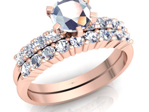couple wedding set diamond ring 3D Model