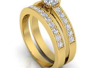 fancy wedding set diamond ring Modello 3D
