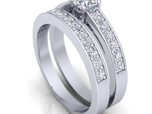 fancy wedding set diamond ring Modello 3D