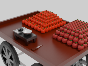 fruit wooden cart game ready lowpoly 3D Modell