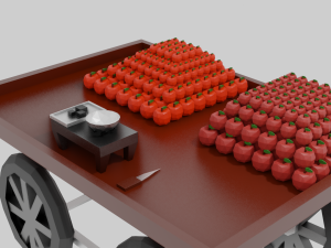 fruit wooden cart game ready lowpoly 3D Modell