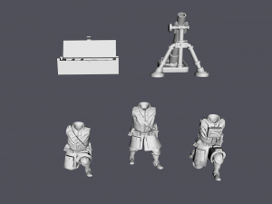 28mm type 99 ija medium mortar 3d print model Modello di stampa 3D