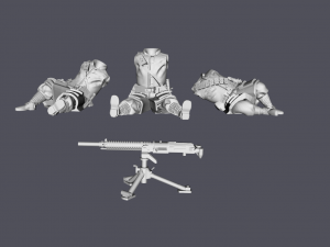 28mm ija type 92 machine with ija paratrooper crew 3d print model Model do druku 3D