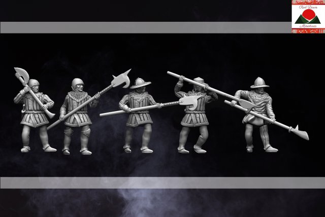 28mm medieval halberdier and polearm infantry 3d print model 3D Print Model .c4d .max .obj .3ds .fbx .stl .blend 