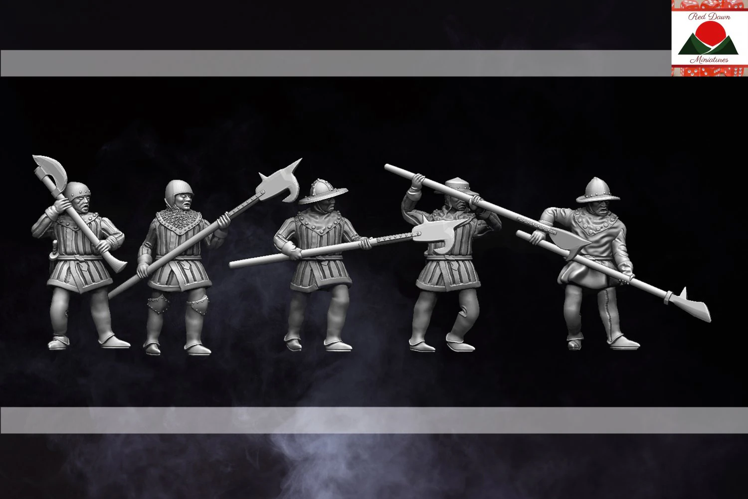 28mm medieval halberdier and polearm infantry 3d print model 3D Print Model .c4d .max .obj .3ds .fbx .stl .blend