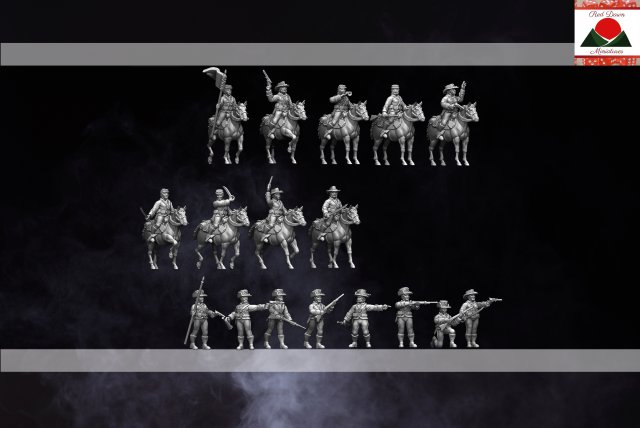28mm union cavalry american civil war multipart and print supported 3D-Druckmodell .c4d .max .obj .3ds .fbx .stl .blend 