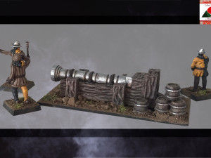 28mm medieval cannon and artillery crew 3d print model Modello di stampa 3D