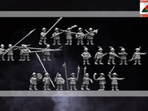 28-мм халфлінг леві міліція багатопозова мініатюра та додано підтримку друку 3D Принт Модель