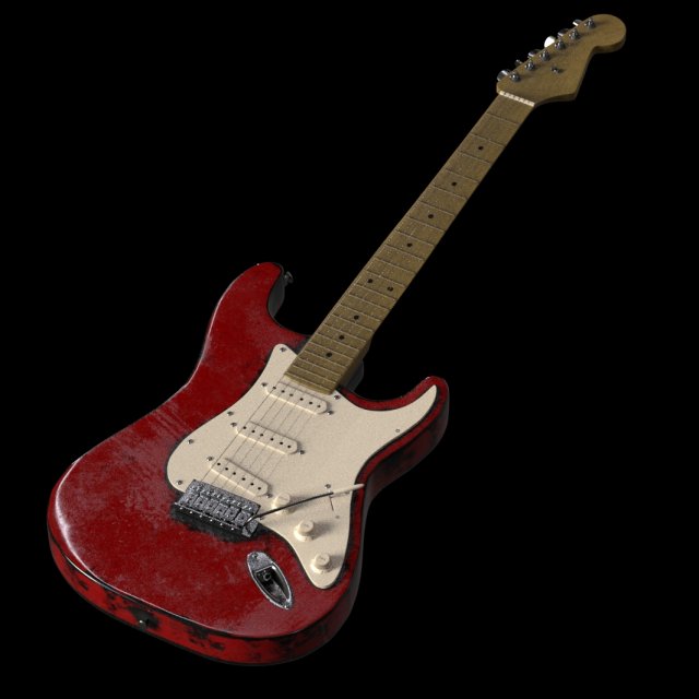 electric guitar with high quality textures fender stratocaster 3D Model .c4d .max .obj .3ds .fbx .stl .blend 