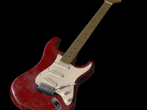 gitara elektryczna z wysokiej jakości teksturami Fender Stratocaster Model 3D