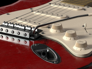 electric guitar with high quality textures fender stratocaster 3D Model