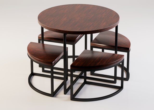 loft table and chairs Model 3D .c4d .max .obj .3ds .fbx .stl .blend 