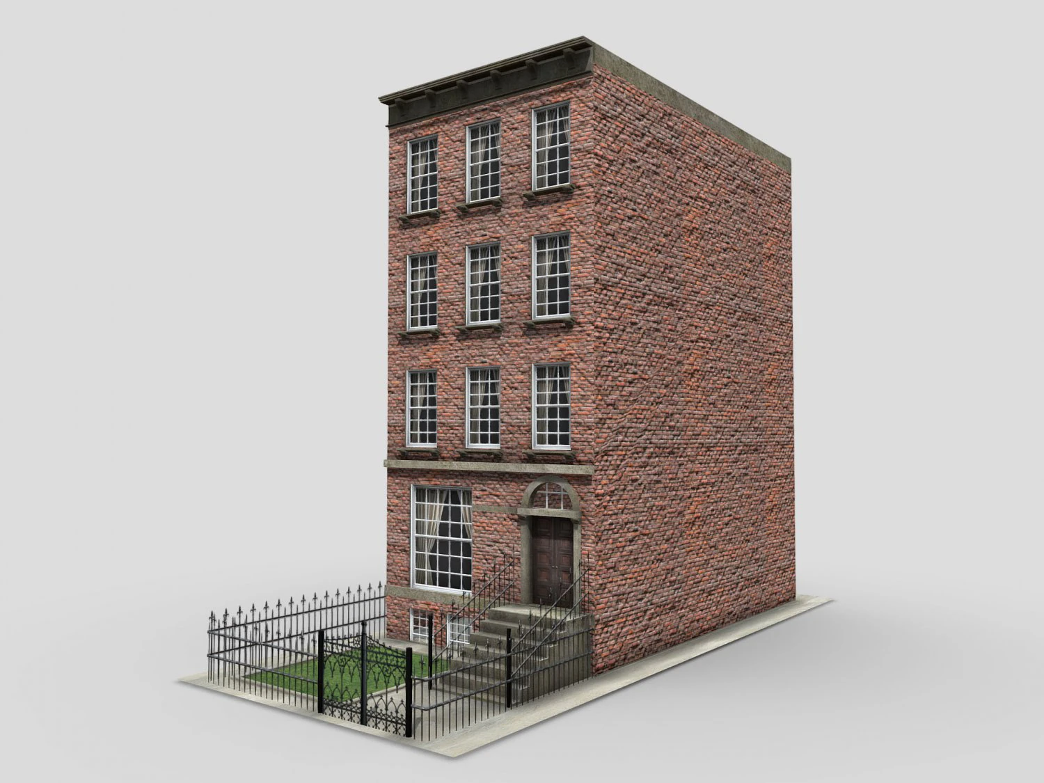 nyc townhouse building low poly 3D Model .c4d .max .obj .3ds .fbx .stl .blend 