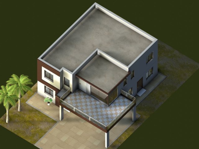 modern house low poly 3D 模型 .c4d .max .obj .3ds .fbx .stl .blend 