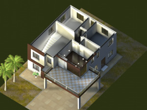 modern house low poly 3D 模型