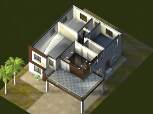 casa moderna baixo poli Modelo 3D