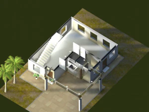 casa moderna baixo poli Modelo 3D