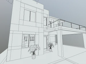 casa moderna baixo poli Modelo 3D