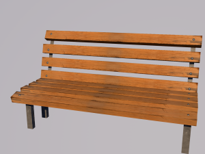 park setbench street lamp trash can 3D Модель