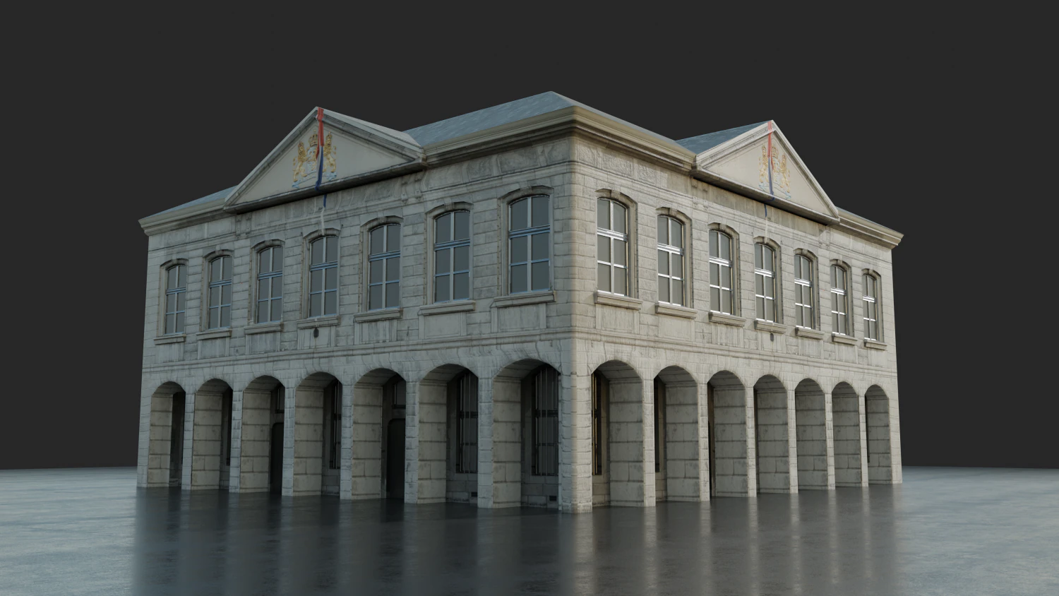 old building 18th century 3D Model .c4d .max .obj .3ds .fbx .stl .blend 