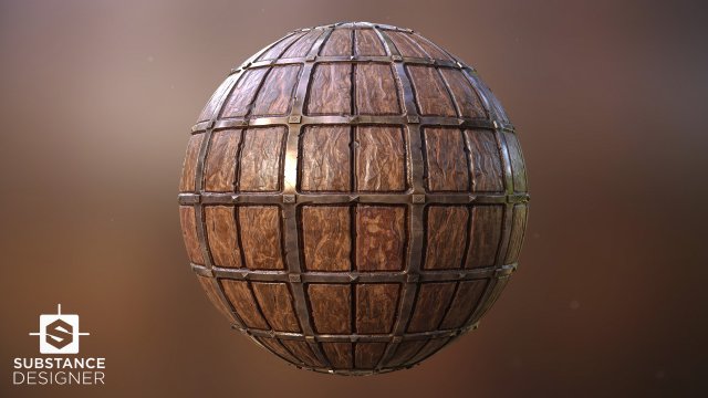 stylized wood with metal trims CG Textures .c4d .max .obj .3ds .fbx .stl .blend 