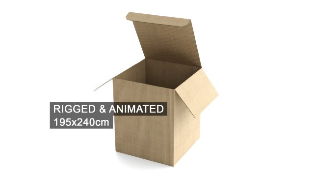 rigged cardboard box 195x240cm 3D 模型 .c4d .max .obj .3ds .fbx .stl .blend