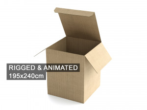 rigged cardboard box 195x240cm 3D Model