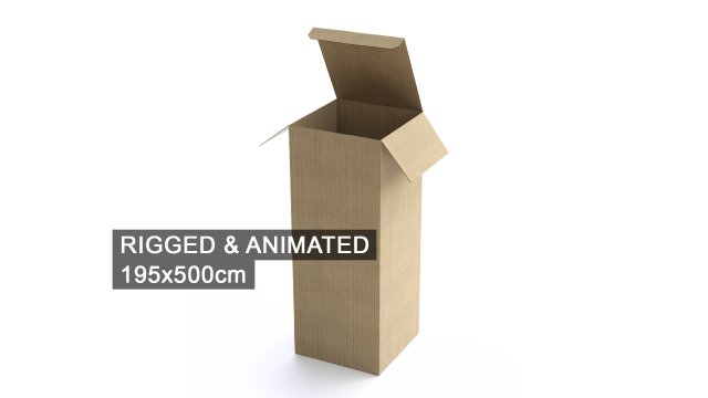 cardboard box 195 x 500cm - rigged 3D Model .c4d .max .obj .3ds .fbx .stl .blend 