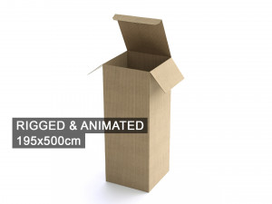 cardboard box 195 x 500cm - rigged 3D Model