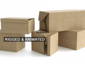 set of 5 cardboard boxes - rigged Modelo 3D
