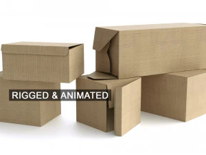 set di 5 scatole di cartone - truccate Modello 3D