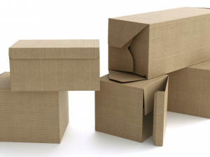 set of 5 cardboard boxes - rigged 3Dモデル