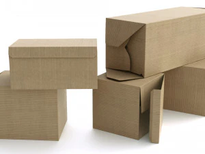 set of 5 cardboard boxes - rigged 3D Model