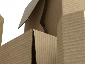 set of 5 cardboard boxes - rigged 3Dモデル