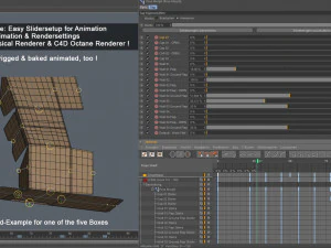 set of 5 cardboard boxes - rigged 3D Model