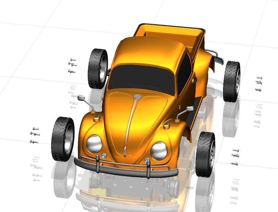 Wolkswagen kafer Pickup RC Model 3D Print Model .c4d .max .obj .3ds .fbx .stl .blend 