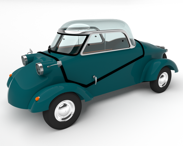 Small electric car style 50s Modello 3D .c4d .max .obj .3ds .fbx .stl .blend 
