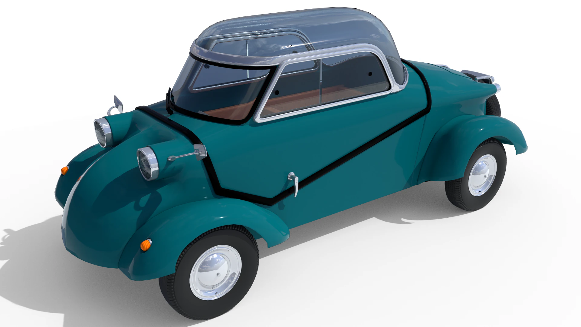 Small electric car style 50s 3D Model .c4d .max .obj .3ds .fbx .stl .blend