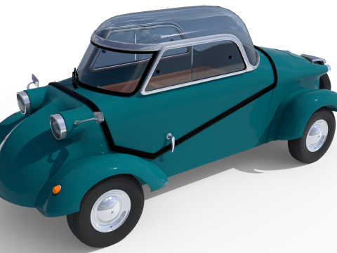 Carro elétrico pequeno estilo anos 50 Modelo 3D