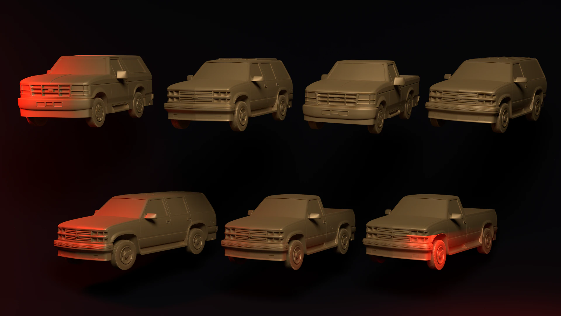 Car pack 3D Print Model .c4d .max .obj .3ds .fbx .stl .blend 