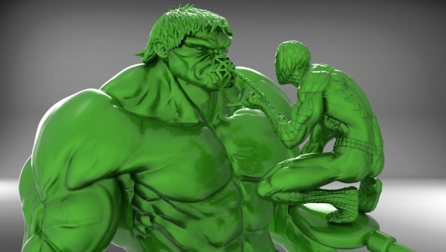 hulk and spiderman 3D Baskı Modeli .c4d .max .obj .3ds .fbx .stl .blend 