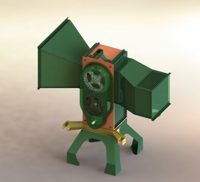 wood cutting and shredding machine Modello 3D .c4d .max .obj .3ds .fbx .stl .blend 