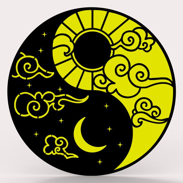 YiN YANG 3Dモデル .c4d .max .obj .3ds .fbx .stl .blend 