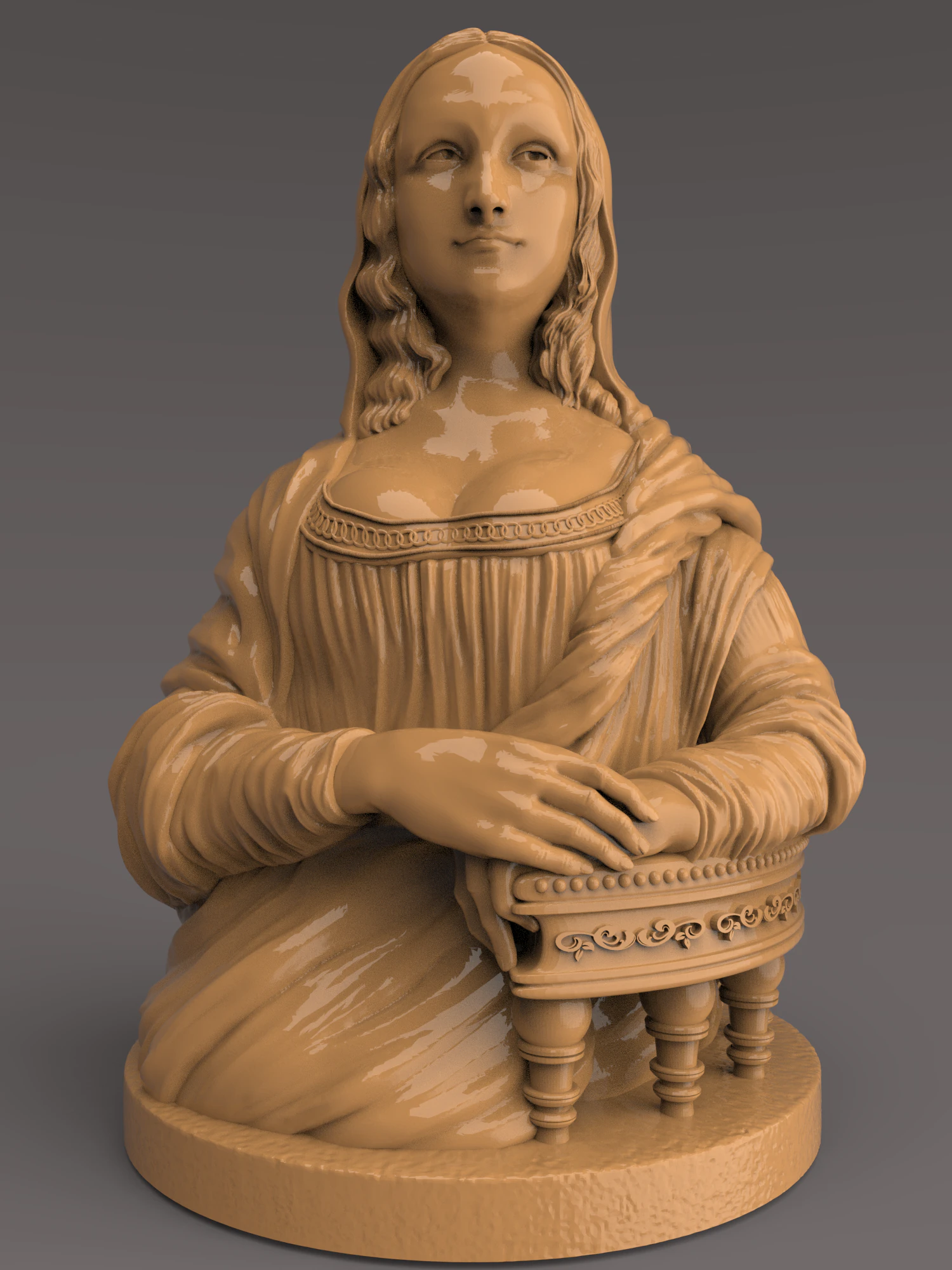 Mona Lisa Bust 3D Print STL File 3D Model .c4d .max .obj .3ds .fbx .stl .blend 