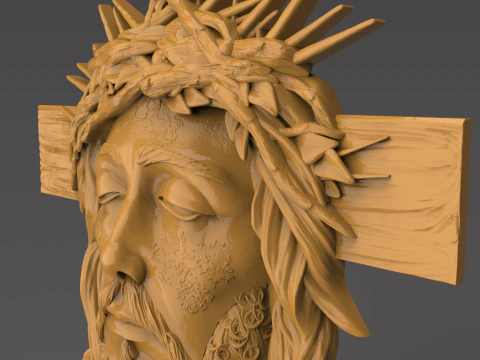 Иисус Христос Терновый венец на кресте 3D Модель