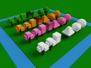 pack voxels trees Model 3D